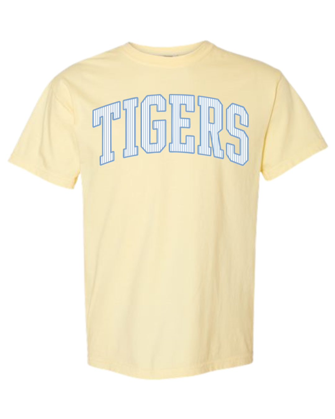 Pinstripe Tigers Butter Yellow Tee