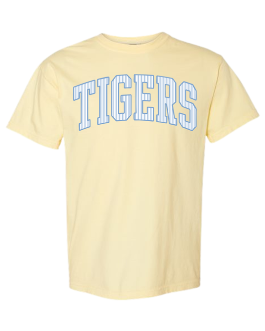 Pinstripe Tigers Butter Yellow Tee