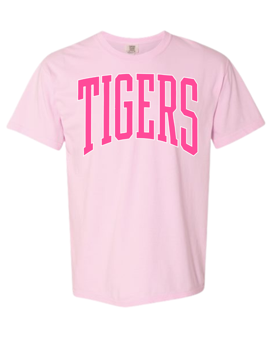 Pink on Pink Varsity Tigers Tee